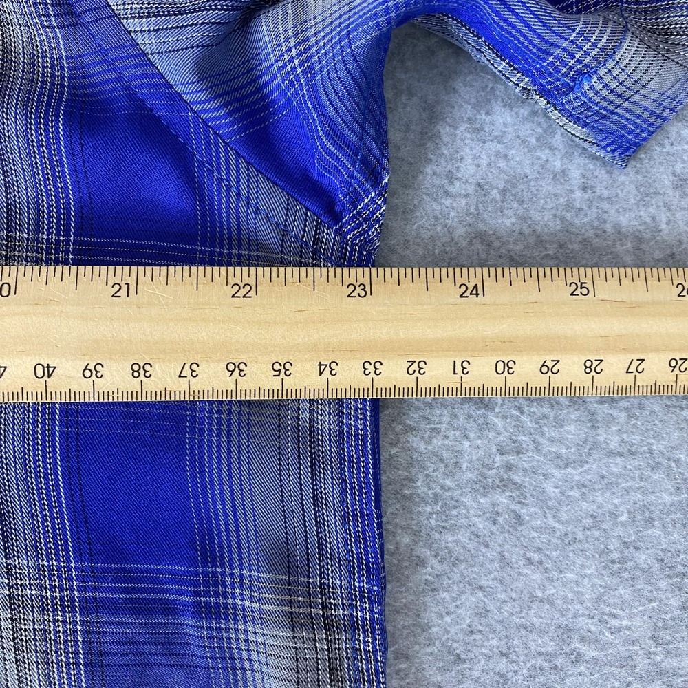 DIXXON Shirt Mens L Blue Plaid Ocean Blvd Bamboo Short Sleeve - Picture 6 of 8